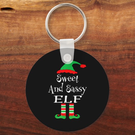 Funny Sweet And Sy Elf Shirt Xmas Family Matching Schlüsselanhänger (Vorderseite)