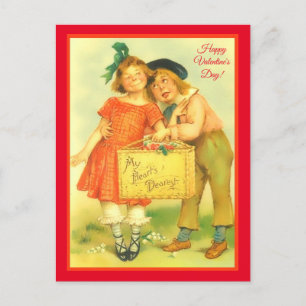 Funny Sweet Boy and Girl Happy Valentine's Day Postkarte