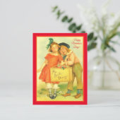 Funny Sweet Boy and Girl Happy Valentine's Day Postkarte (Stehend Vorderseite)