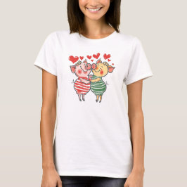 Funny Sweet Chic Niedliche, farbenfrohe Schweine T-Shirt