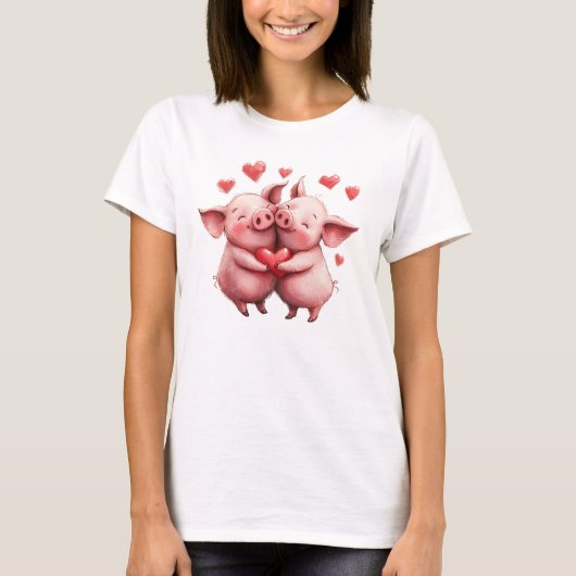 Funny Sweet Chic Niedliche, farbenfrohe Schweine T-Shirt (Vorderseite)