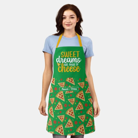 Funny Sweet Dreams Made Cheese Pizza Muster Schürze (Getragen)