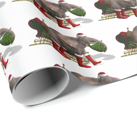 Funny Sweet Santa Claus Elephant Geschenkpapier (Rolleneckpunkt)