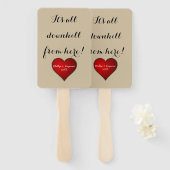 Funny Sweet Wedding Red Heart mit Namen und Jahr Fächer (Vorne und Hinten)