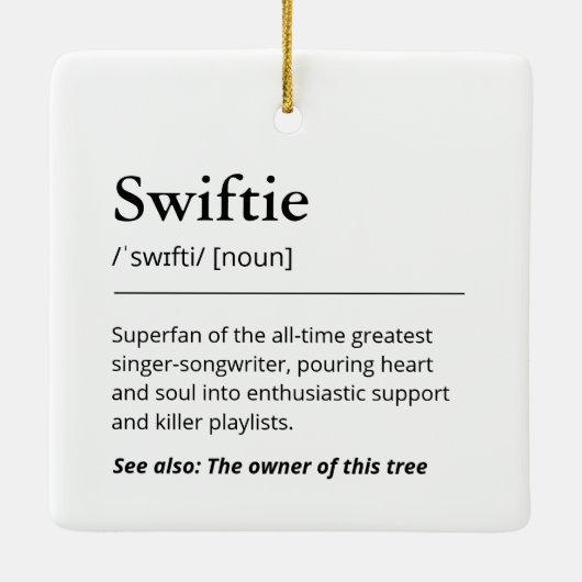Funny Swiftie Definition Nordic Tree Holiday Keramikornament (Rückseite)