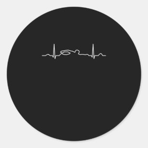 Funny Swimmer Heartbeat Bekleidung, Schwimmen Fan Runder Aufkleber