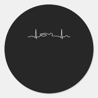 Funny Swimmer Heartbeat Bekleidung, Schwimmen Fan  Runder Aufkleber