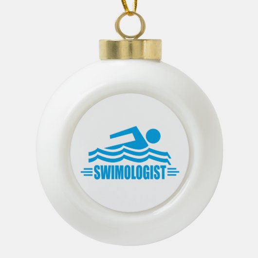 Funny Swimmer Keramik Kugel-Ornament (Vorderseite)