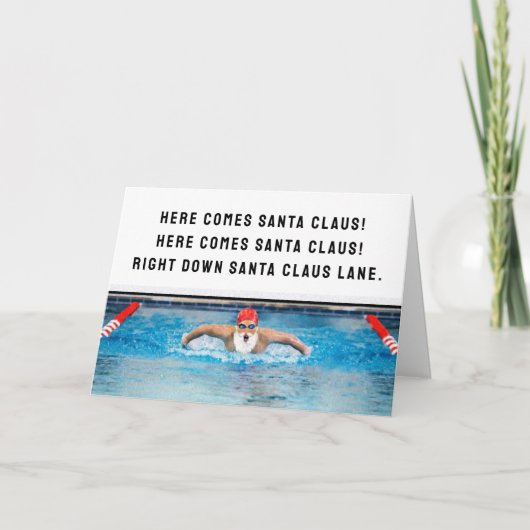 Funny Swimmer Weihnachtskarten Feiertagskarte (Vorderseite)
