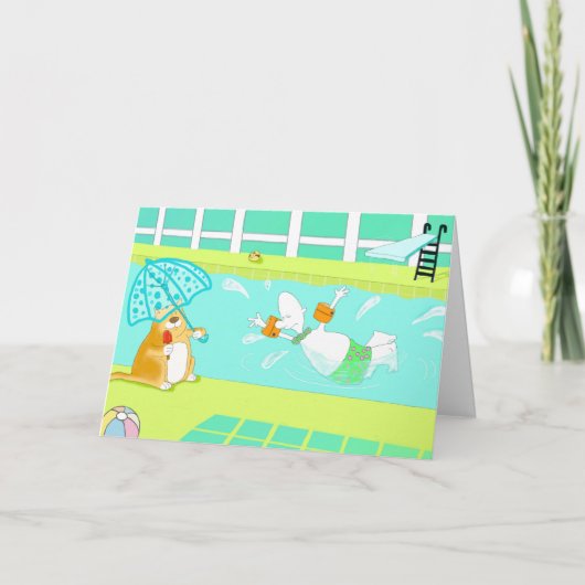 Funny swimming Birthday Card Karte (Vorderseite)