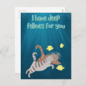 Funny Swimming Cats Ocean Valentinstag Feiertagspostkarte (Vorne/Hinten)
