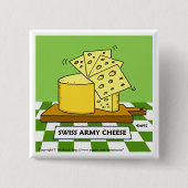 Funny Swiss Army Käse Cartoon Button (Vorderseite)