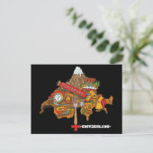 Funny Switzerland Souvenir Toblerone Swiss Map Postkarte (Stehend Vorderseite)