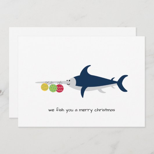 Funny Swordfish Weihnachtskarte (Vorne/Hinten)