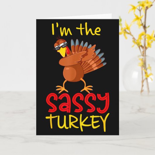 Funny Sy Turkey Matching Family Group Thanksgiving Karte (Gelbe Blume)