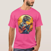 Funny T Rex Anzug mit akustischer Gitarre für Musi T-Shirt (Vorderseite)