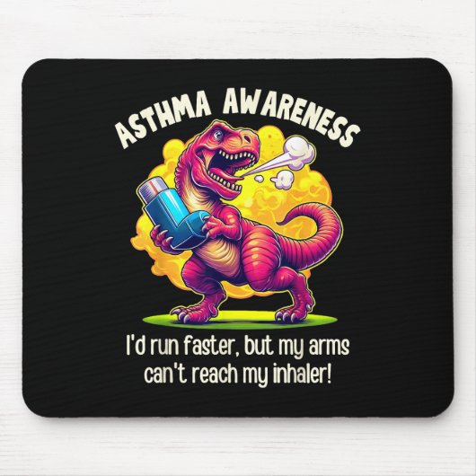 Funny T-rex Asthma Bewusstsein Mousepad (Vorne)