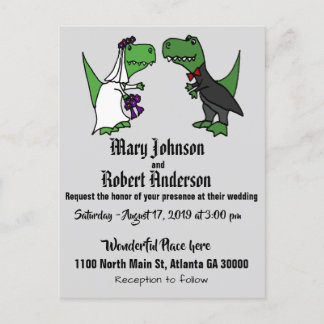 Funny T-rex Braut und Groom Hochzeit Einladung