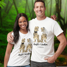Funny T-Rex Bride & Groom Dinosaur Wedding T-Shirt