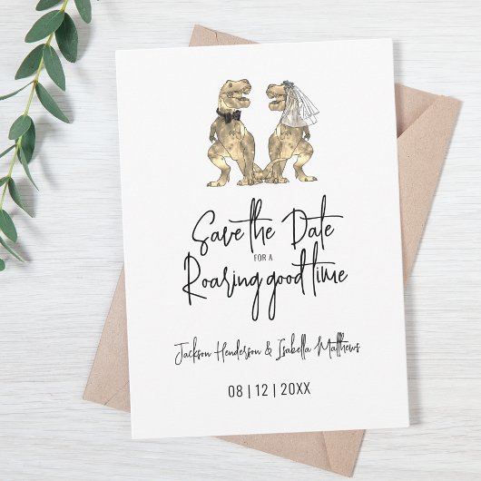 Funny T-Rex Bride und Groom Dinosaur Wedding Save The Date