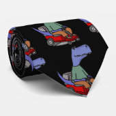 Funny T-rex Dinosaur auf der Rutsche Rasenmäher Krawatte (Gerollt)