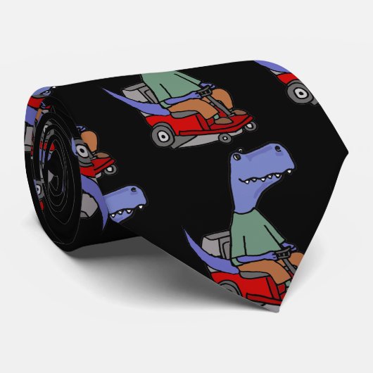 Funny T-rex Dinosaur auf der Rutsche Rasenmäher Krawatte (Gerollt)