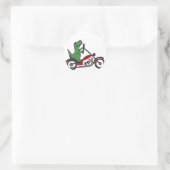 Funny T-rex Dinosaur auf Red Motorrad Runder Aufkleber (Tasche)