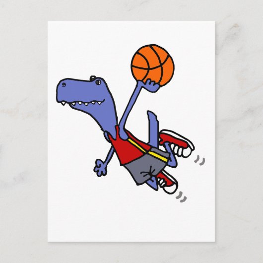 Funny T-rex Dinosaur Basketball spielen Postkarte (Vorderseite)