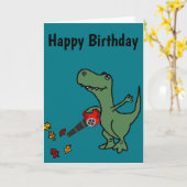 Funny T-rex Dinosaur blühende Blätter Karte (Gelbe Blume)