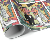 Funny T-rex Dinosaur Bride und Groom Wedding Art Geschenkpapier (Rolleneckpunkt)