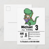Funny T-rex Dinosaur eating Ramen Noodles Einladungspostkarte (Vorne/Hinten)