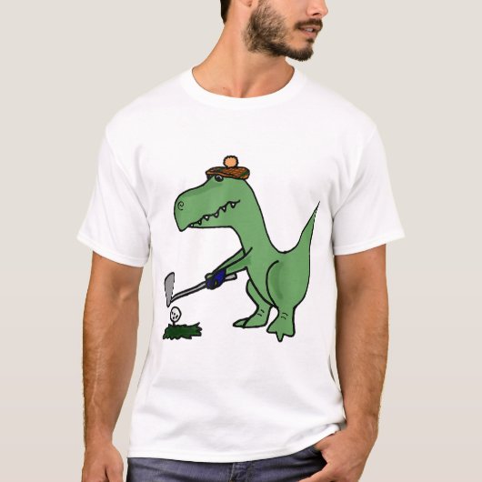 Funny T Rex Dinosaur Golf spielen T-Shirt (Vorderseite)