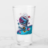 Funny T-Rex Dinosaur im Weltraum Glas (Vorderseite)