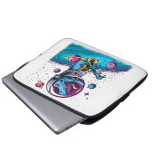 Funny T-Rex Dinosaur im Weltraum Laptopschutzhülle (Vorne Knopf)