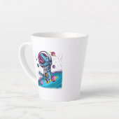 Funny T-Rex Dinosaur im Weltraum Milchtasse (Linke Ecke)