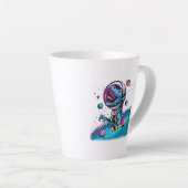 Funny T-Rex Dinosaur im Weltraum Milchtasse (Rechte Ecke)