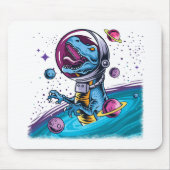 Funny T-Rex Dinosaur im Weltraum Mousepad (Vorne)