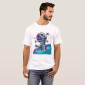 Funny T-Rex Dinosaur im Weltraum T-Shirt (Vorne ganz)