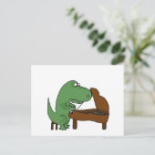 Funny T-Rex Dinosaur Klavier spielen Postkarte (Stehend Vorderseite)