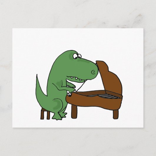 Funny T-Rex Dinosaur Klavier spielen Postkarte (Vorderseite)