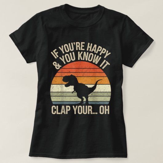 Funny T-Rex Dinosaur Meme Retro Sunset Art T-Shirt (Design vorne)