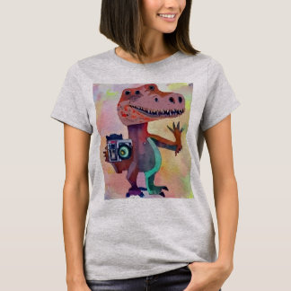 Funny T-rex Dinosaur mit Kamera Fotografie Kunst T-Shirt