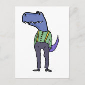 Funny T-rex Dinosaur mit Suspendern Postkarte (Vorderseite)