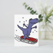 Funny T-rex Dinosaur Rodelbahn Cartoon Postkarte (Stehend Vorderseite)
