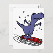 Funny T-rex Dinosaur Rodelbahn Cartoon Postkarte (Vorne/Hinten)