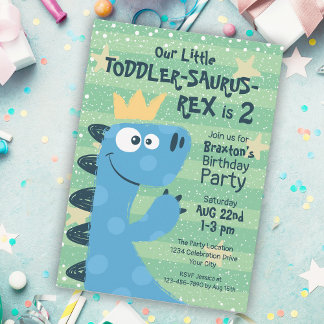 Funny T-Rex Dinosaur Thema Kinderkind Boy's Geburt Einladung