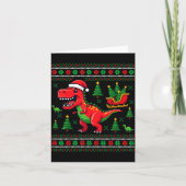 Funny T-rex Dinosaur Ugly Christmas Pajama Xmas  Karte (Vorderseite)