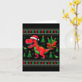 Funny T-rex Dinosaur Ugly Christmas Pajama Xmas Karte (Gelbe Blume)