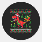 Funny T-rex Dinosaur Ugly Christmas Pajama Xmas  Runder Aufkleber (Vorderseite)