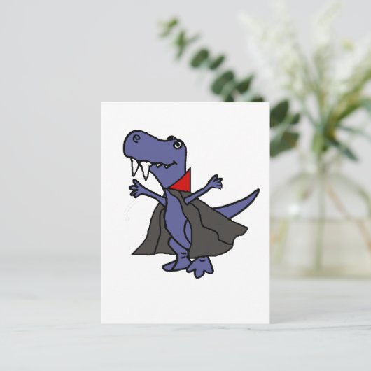 Funny T-rex Dinosaur Vampire Cartoon Postkarte (Stehend Vorderseite)